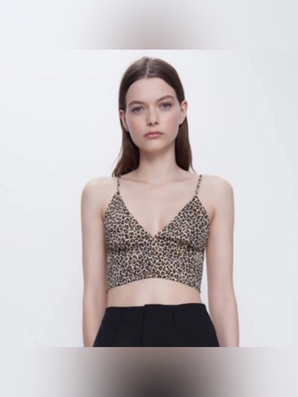 Zara Cheetah Print Spaghetti Strap Crop Top